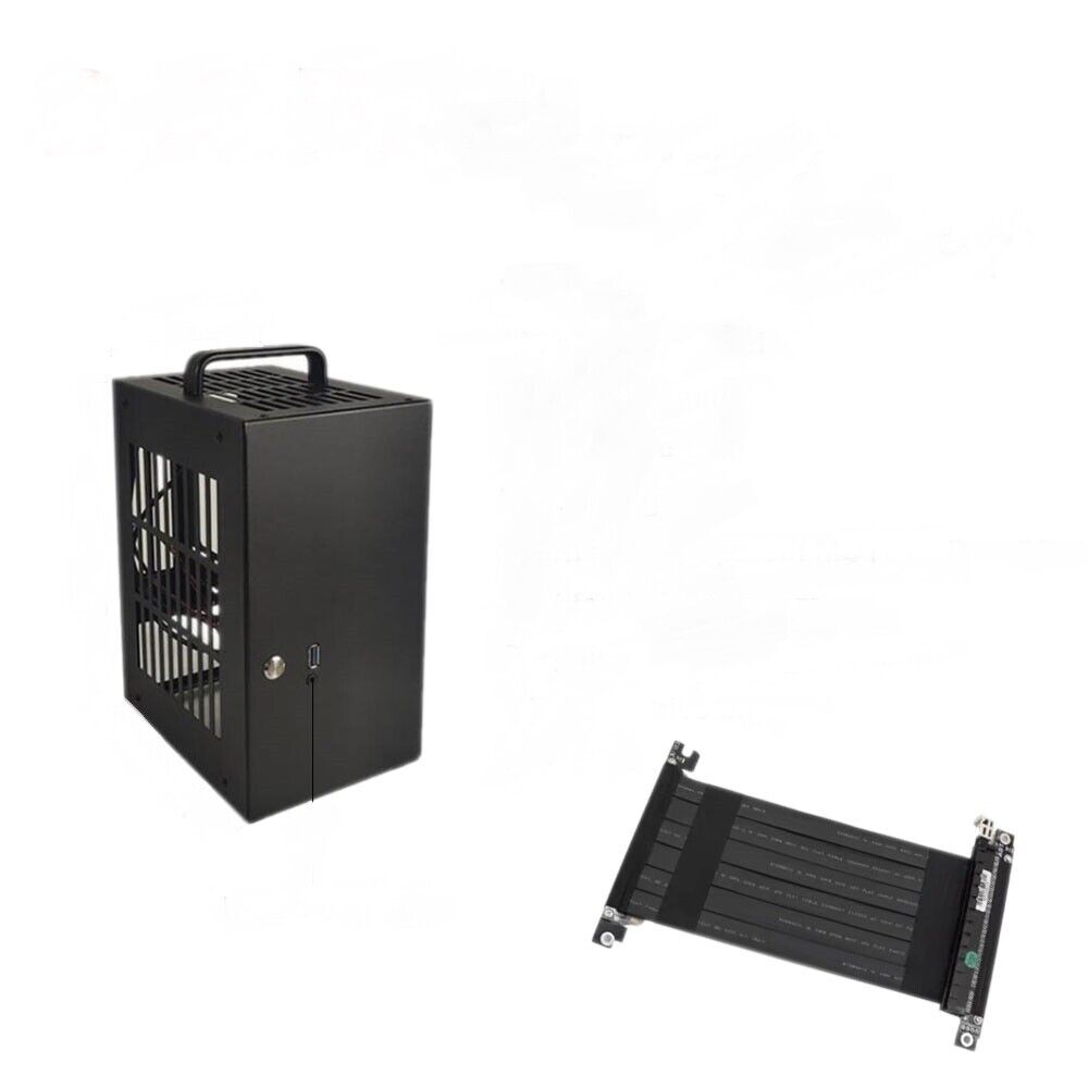 Mini-ITX PC Case Chassis Tower Small Form Factor Black Gaming With Riser Cable