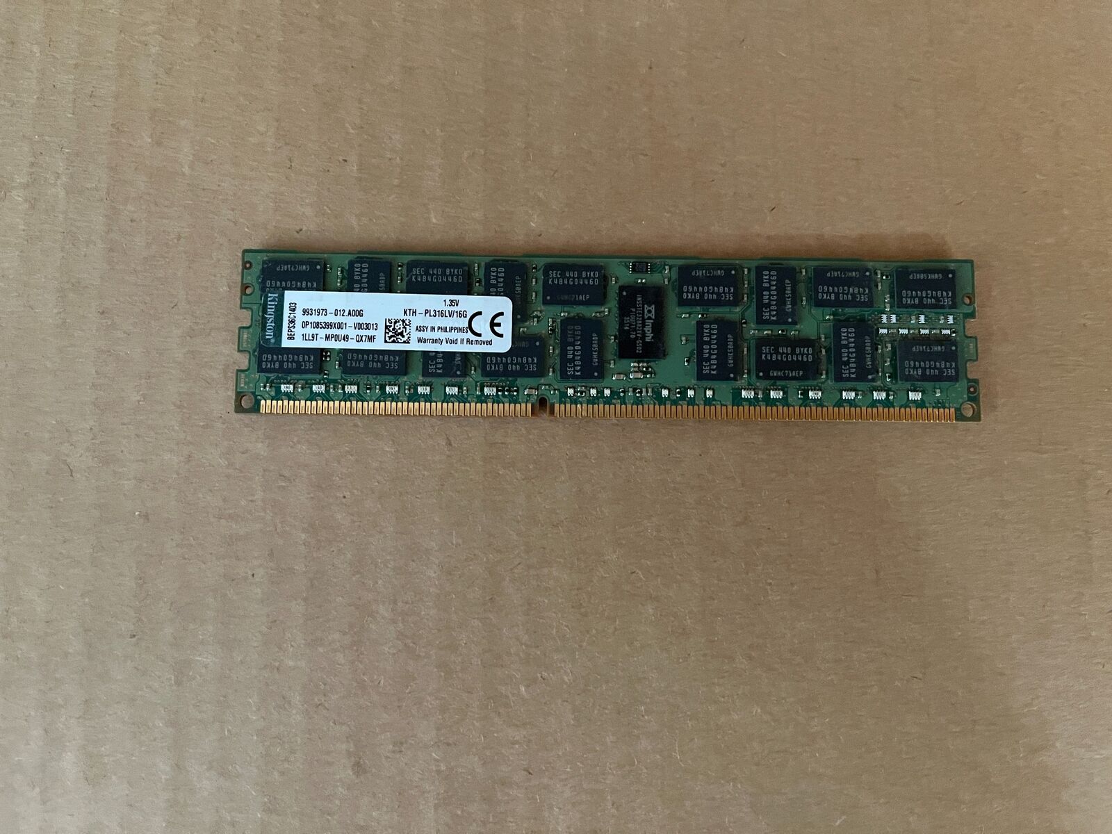 KINGSTON 16GB DDR3 PC3-12800R RDIMM KTH-PL316LV/16G SERVER MEMORY RAM I7-9(43)