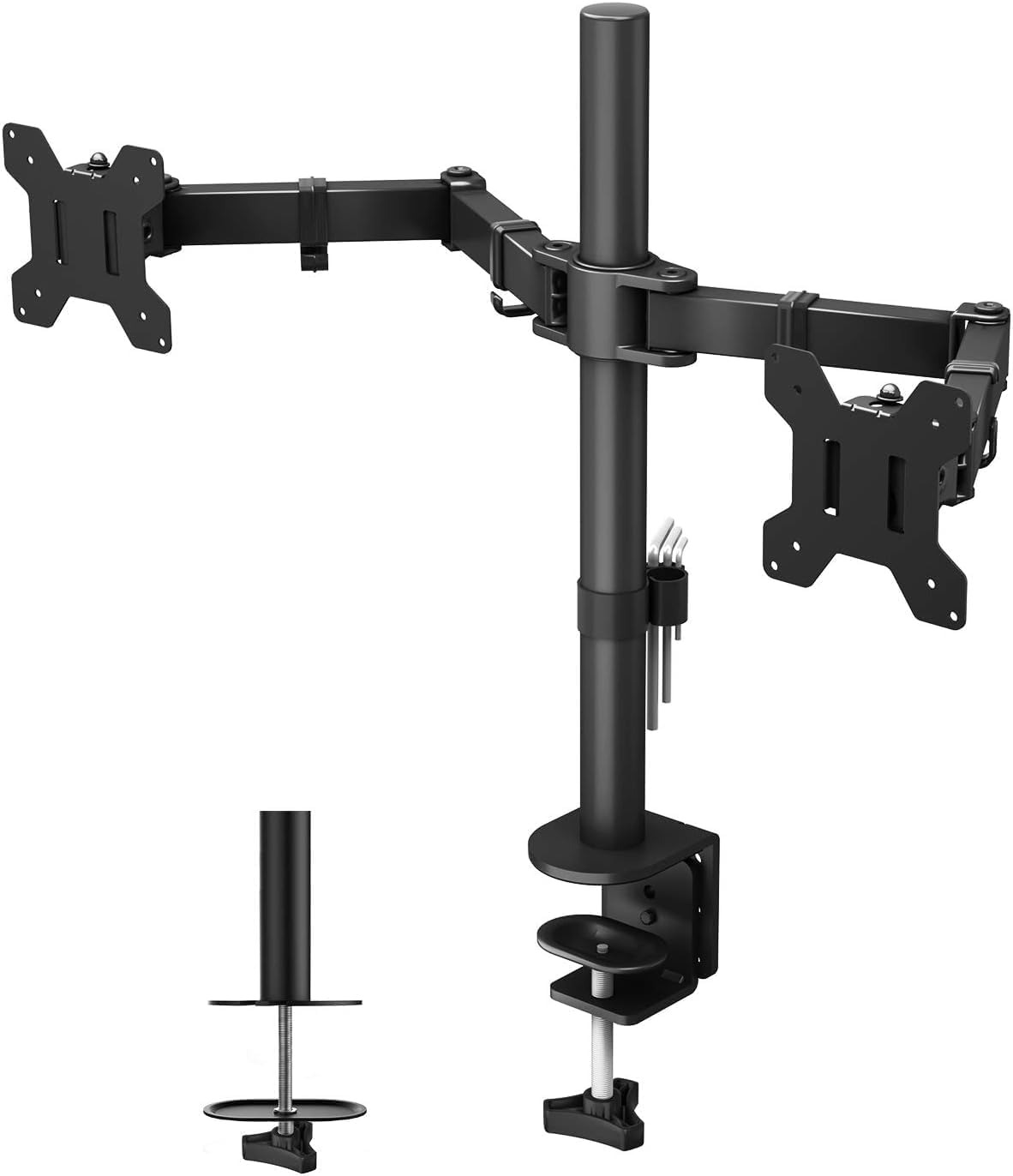 Dual Monitor Desk Mount, Monitor Stand for 13–27 Inch LCD LED 2 Monitors, Ergono