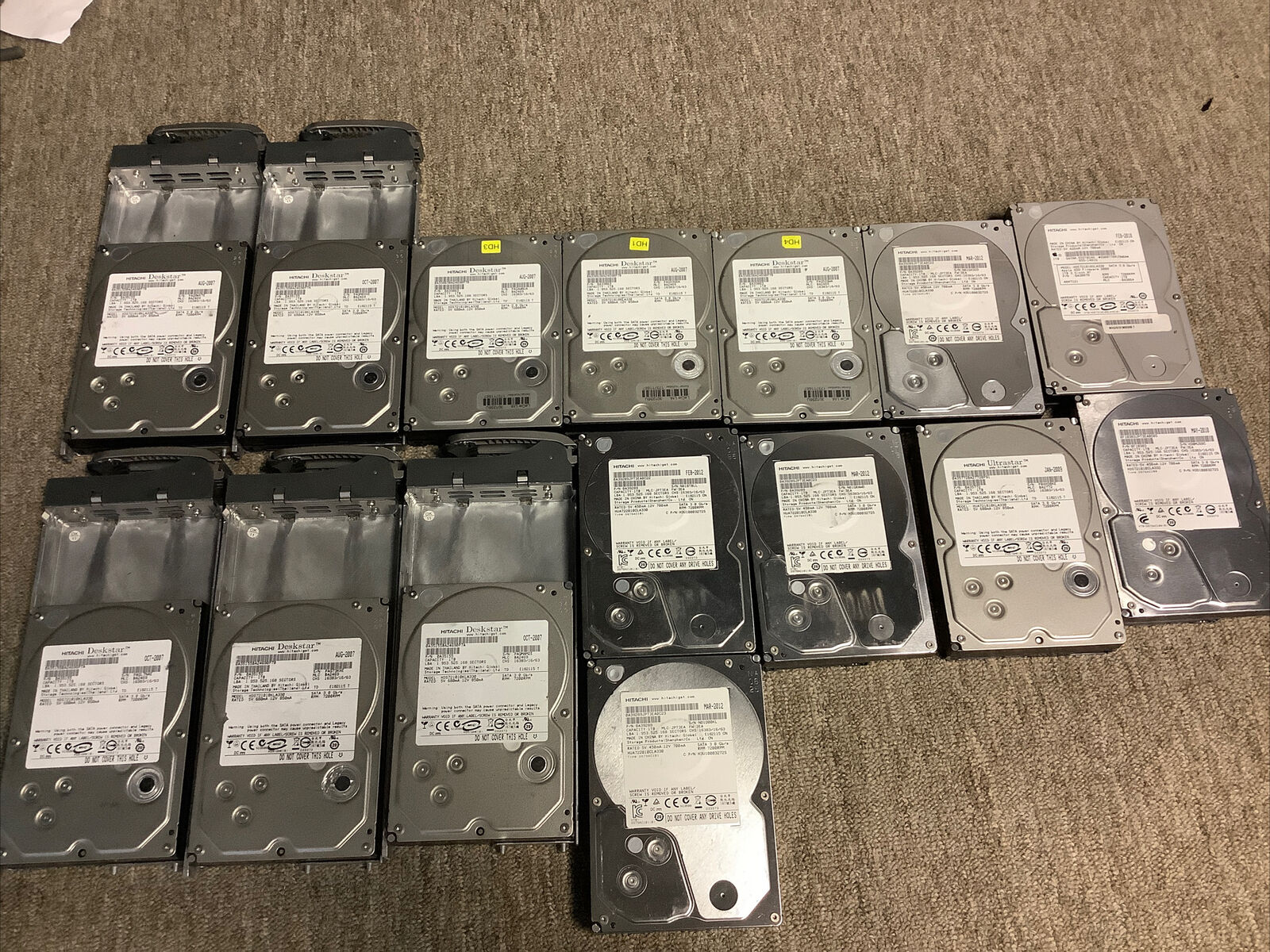 Lot Of 15 Hitachi & Deskstar 1TB Hard Drives