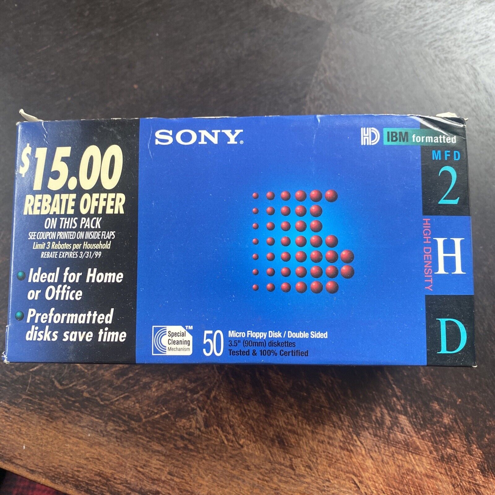 Sony IBM Formatted 2HD Micro Floppy Disk Double Sided 3.5 Diskettes (Box Of 30)