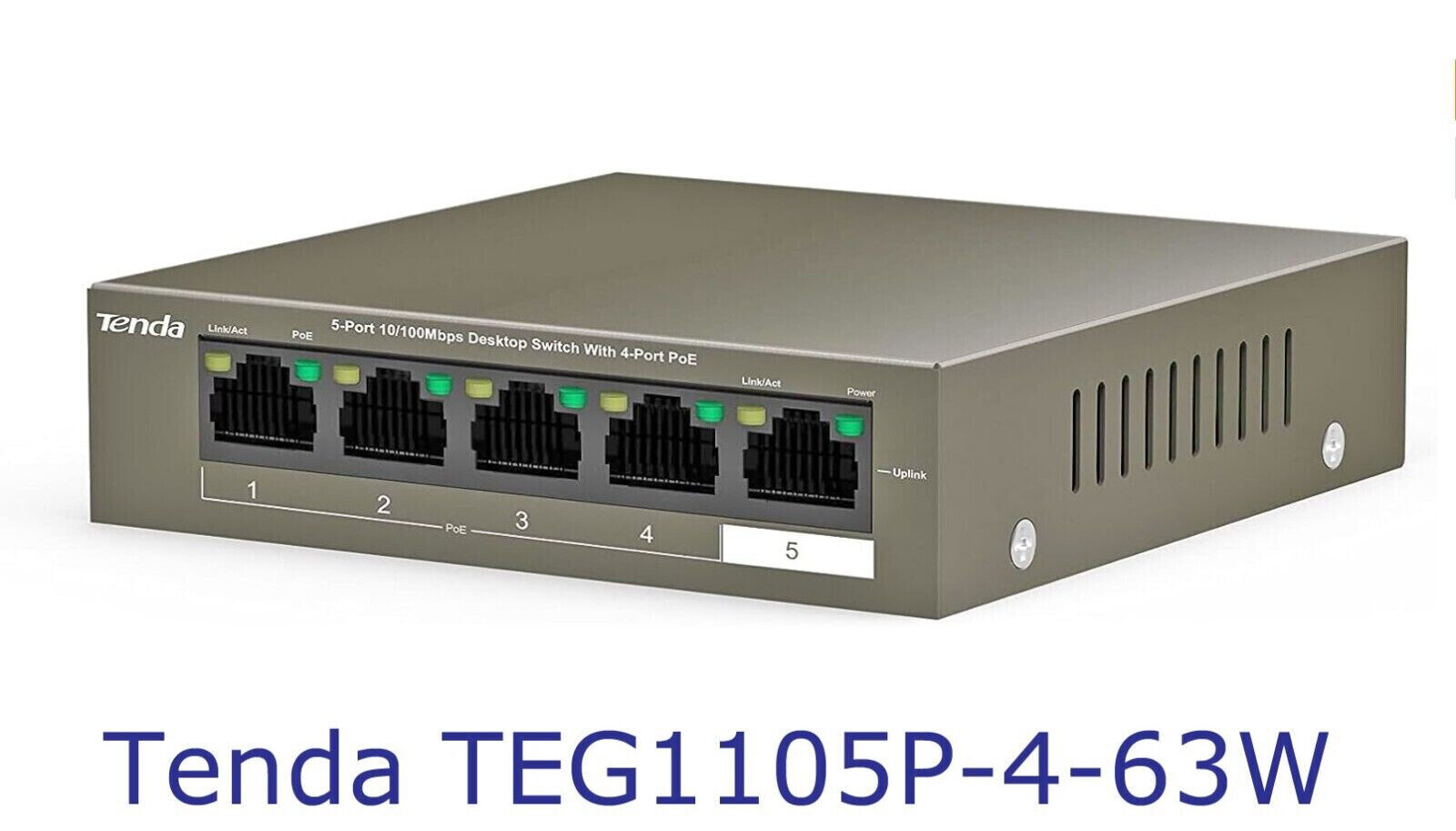 New Tenda TEG1105P-4-63W 5-Port Gigabit Switch w/ 4 PoE Ports Free US Shipping