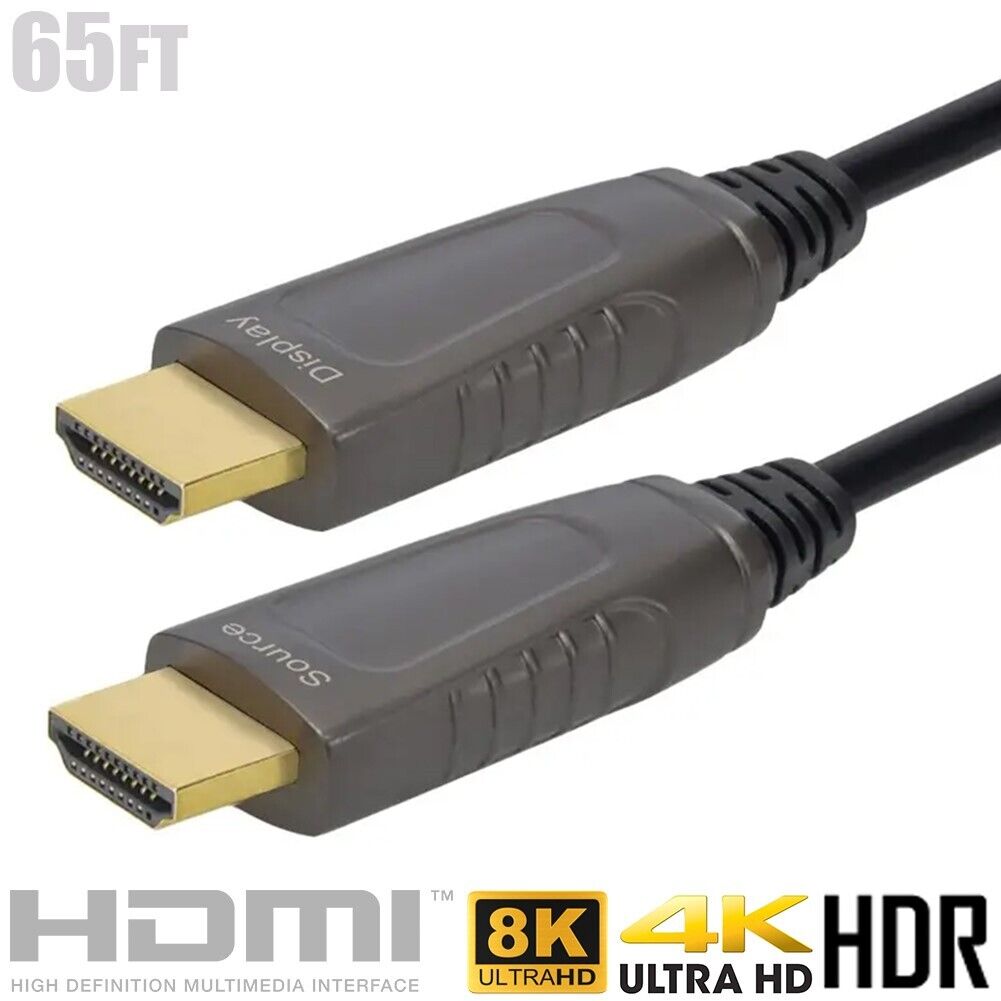 65FT HDMI 2.1 AOC Ultra High Speed Active Cable 8K 4K HDR CMP Plenum Rated Black