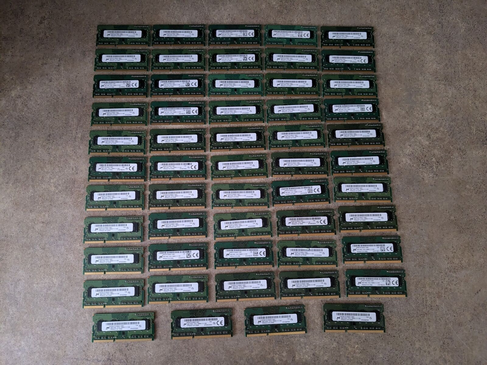 LOT OF 54 MICRON 4GB 1RX8 PC3L-12800S DDR3 1600MHZ LAPTOP SDRAM C3-1(1)