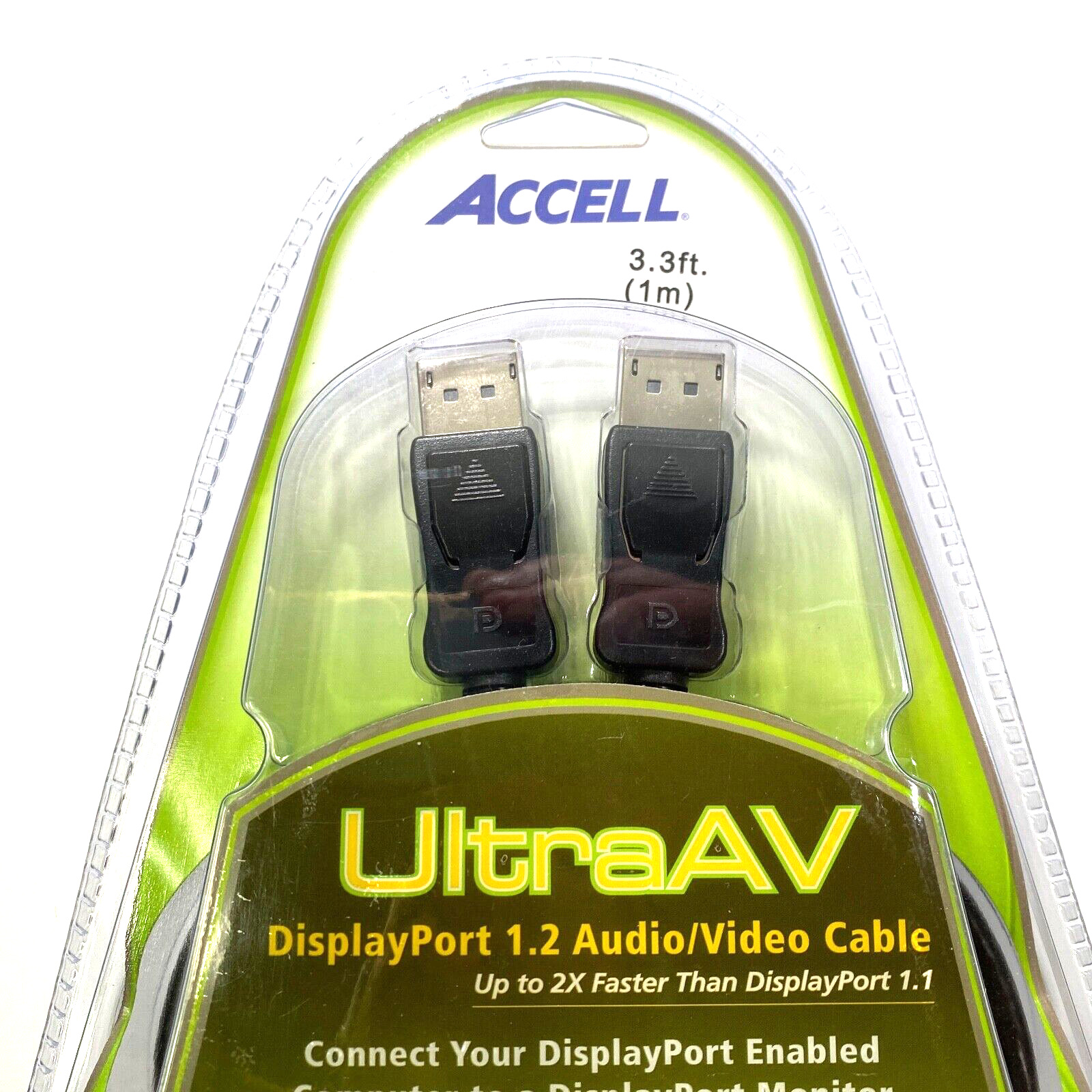 Accell UltraAV DisplayPort 1.2 AudiovVideo Cable 3.3ft. Brand New