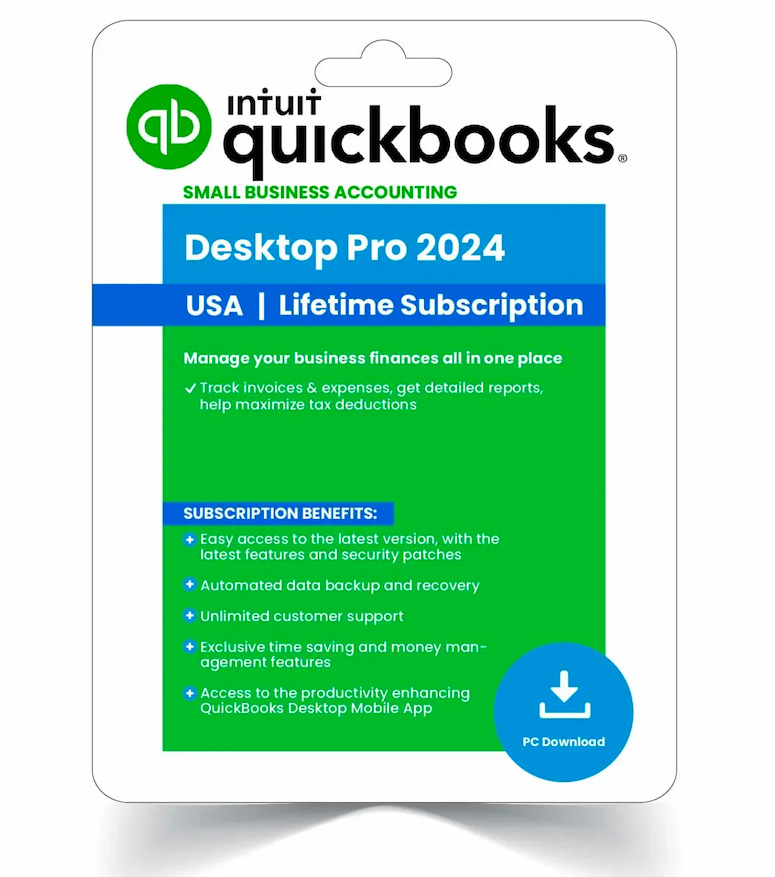 INTUIT QUICKBOOKS PRO 2024 FULL DVD RETAIL BOX VERSION LIFTIME LICENSE
