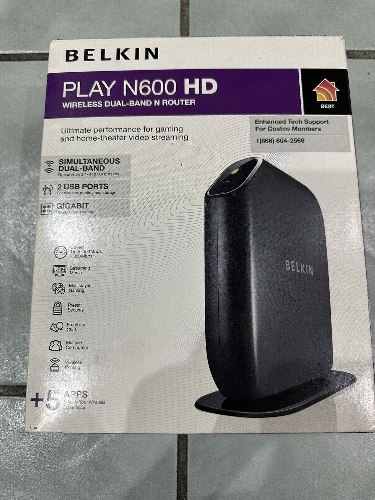 Belkin Play N600 300 Mbps 1-Port 10/100 Wireless N Router (F7D8302)