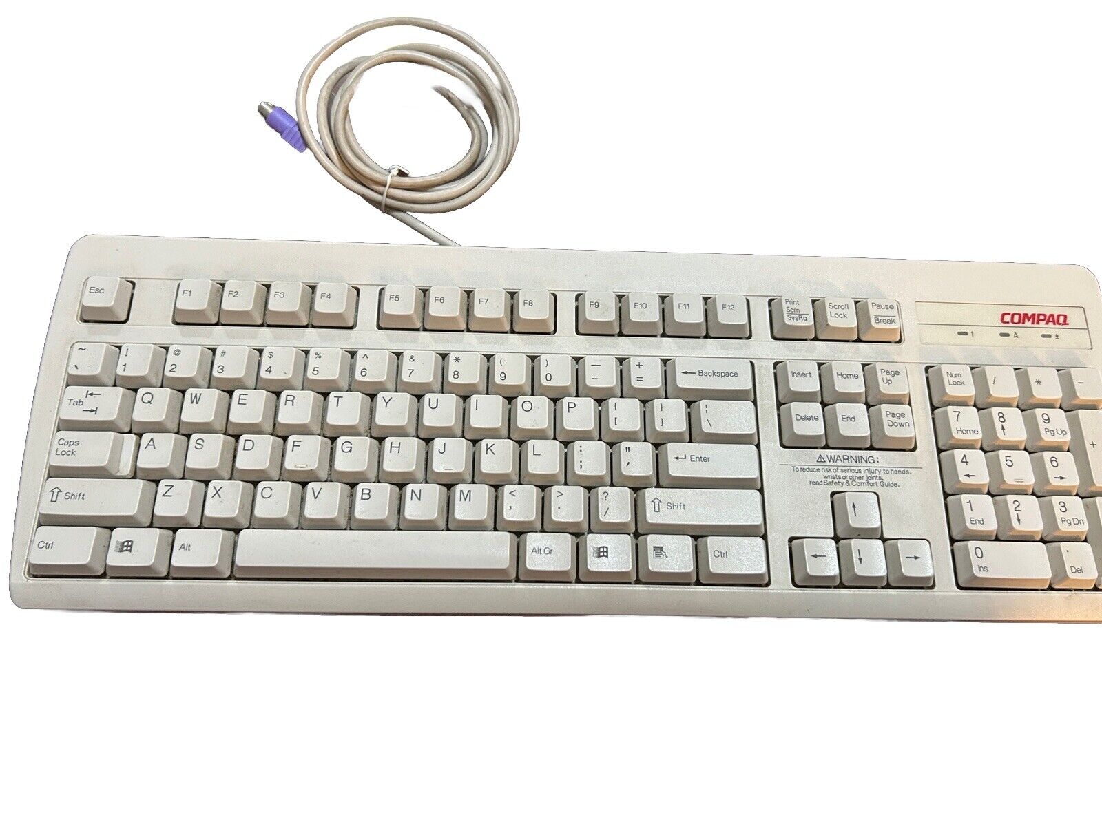 Vintage Beige Compaq PS/2 Keyboard KB-9860 Satisfying Sound Solid Heavy Gray