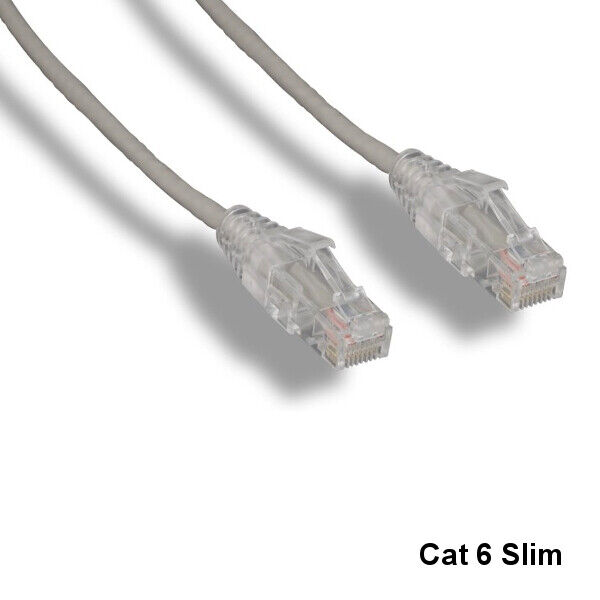 KNTK Gray 3ft Slim Cat6 UTP Ethernet Patch Cord OD 3.6MM 28AWG Networking RJ45