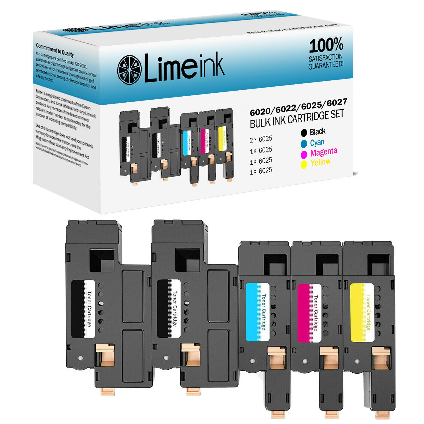 5 Compatible Toner Cartridges for Xerox WorkCentre 6025 6027 Phaser 6020 6022