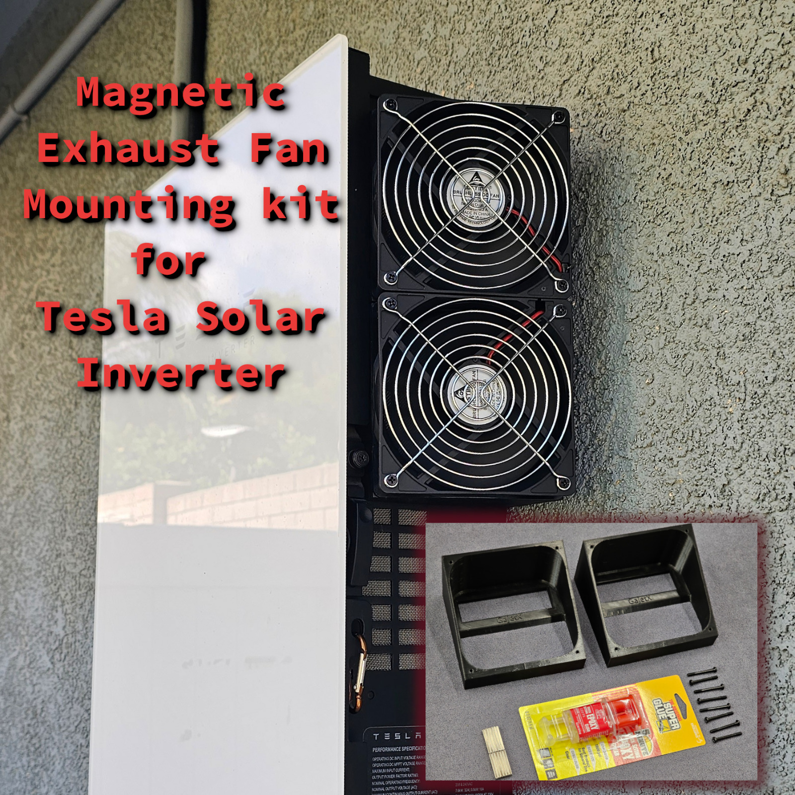 Tesla Solar Inverter Magnetic exhaust fan mounting adapter kit - 2 pack