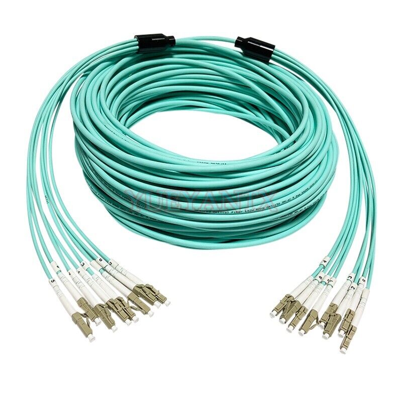 50M Indoor Armored LC-LC 8 Sstrand OM3 50/125 Multimode Fiber Optic Cable 10GB