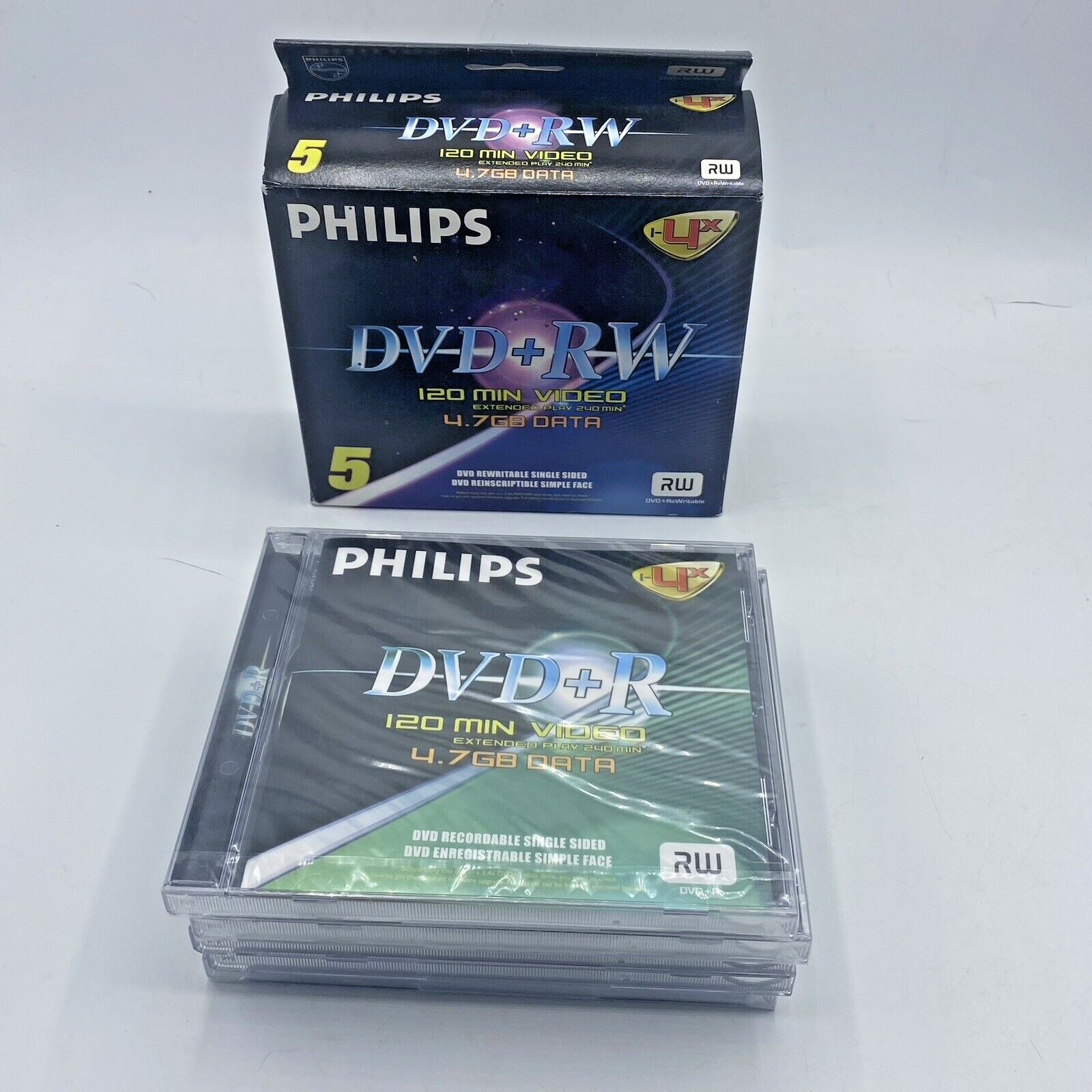 Philips DVD+RW 4x 120 Min 4.7 GB Data Blank Disc In Sealed Case + 3 Loose Sealed