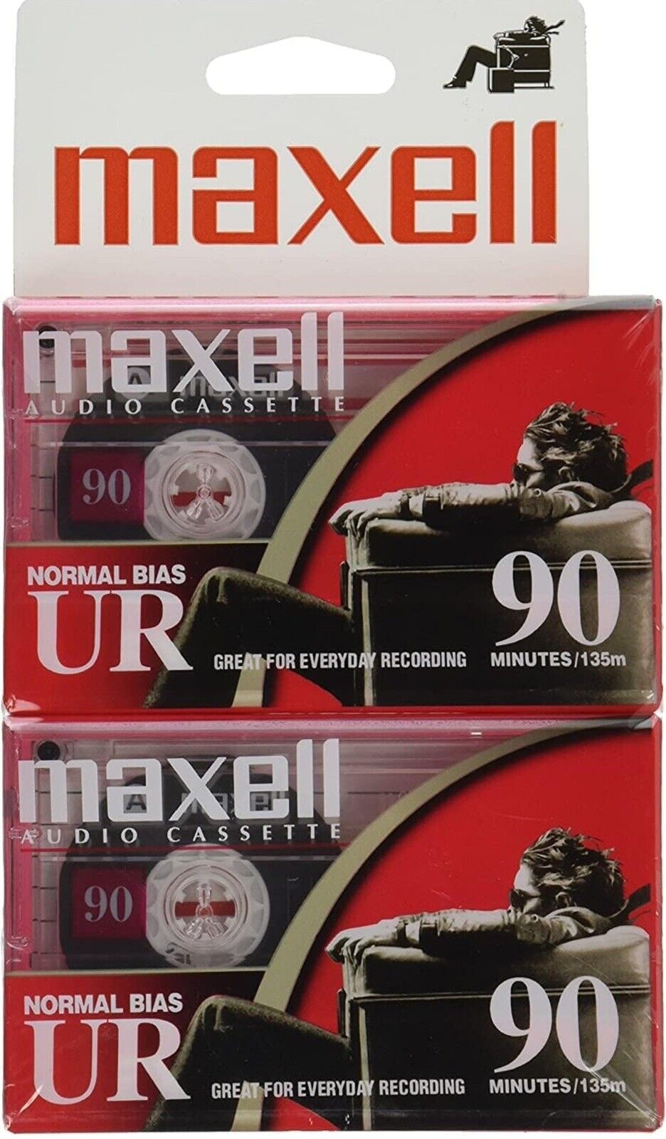 Maxell UR-90 Blank Audio Recording Cassette Tapes (2 Pack) 90 Min Normal Bias