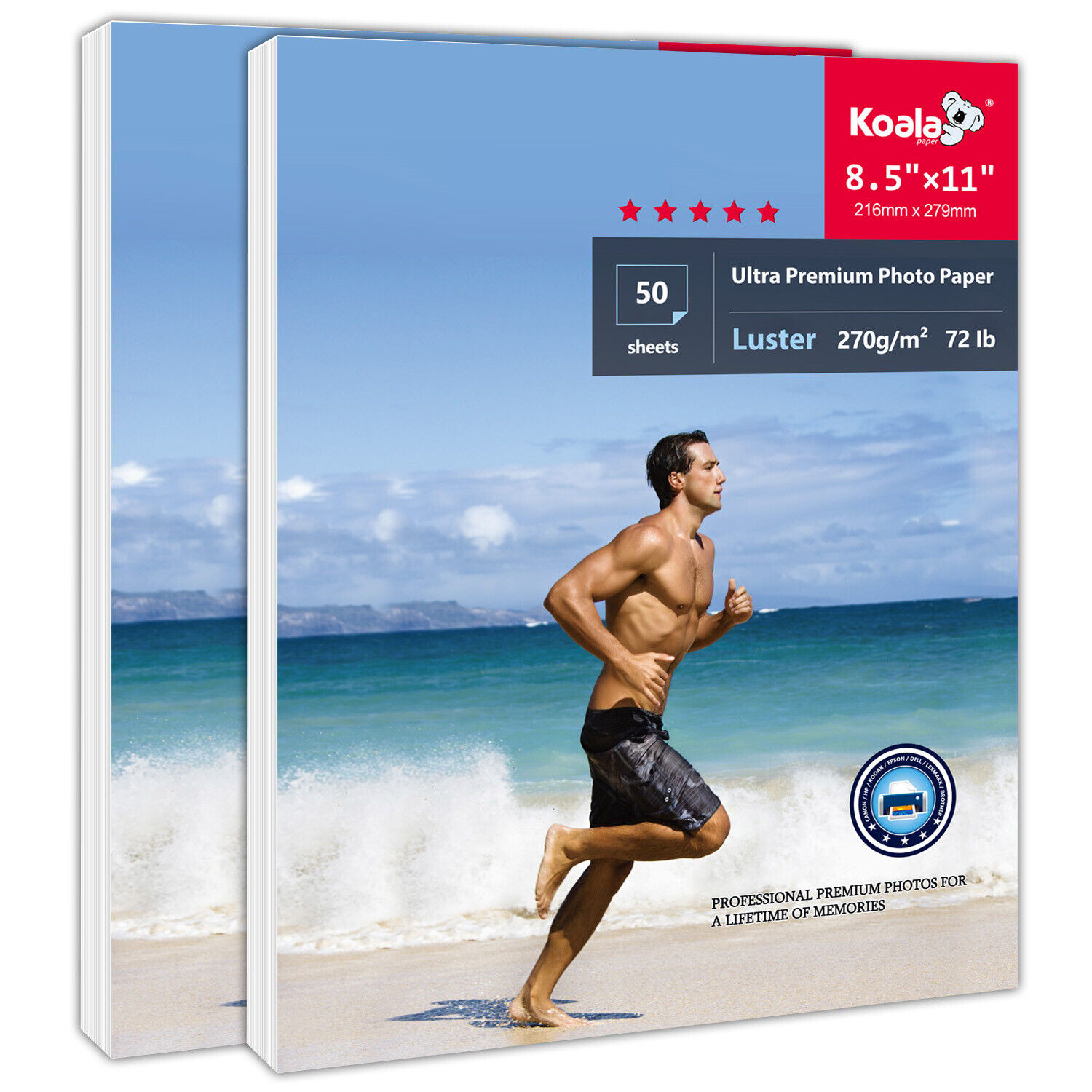 100 Koala Ultra Premium Photo Paper 8.5x11 Luster 72lb 12Mil Inkjet Printers