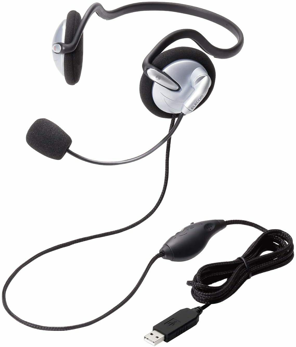 Elecom Headset Microphone PS4 Compatible USB Double Ear Neckband 1.8m HS-NB05USV