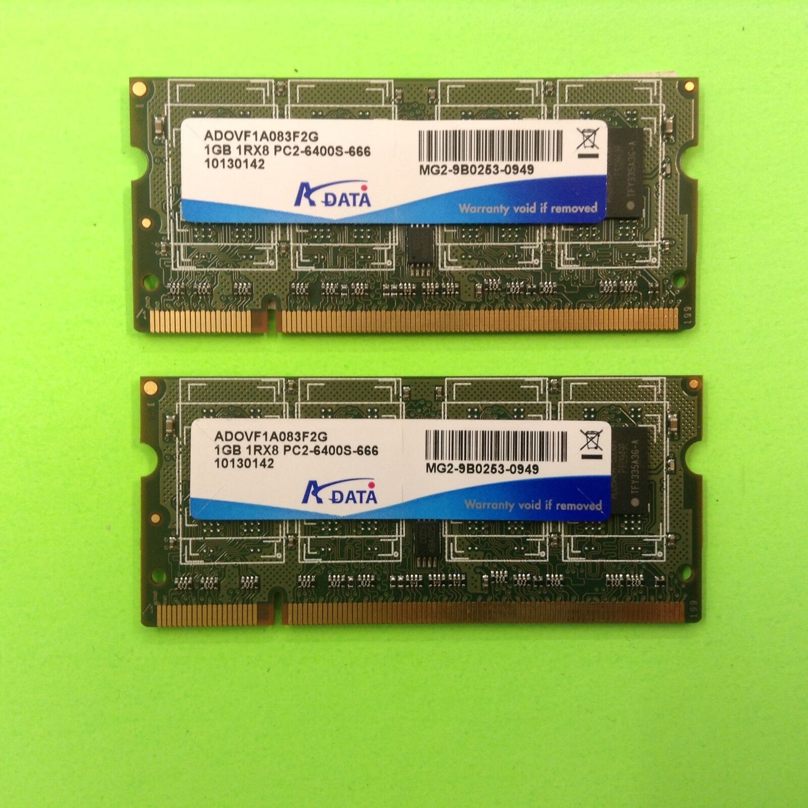 Set of (2) A Data ADOVF1A083F2G 1GB (2GB Total) PC2 6400S Random Access Memory