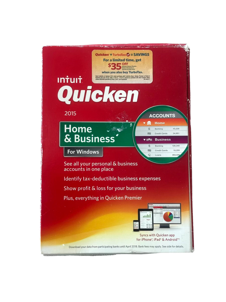 Intuit Quicken Home & Business 2015 for Windows Vista SP1 & Win 7/8/8.1