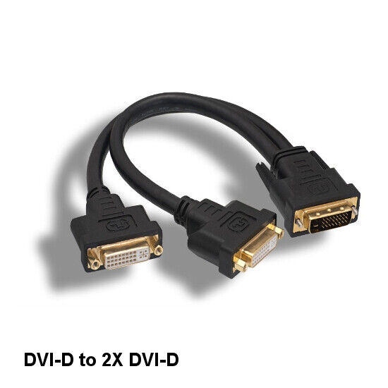 Kentek 1ft DVI-D 24+1Pin Dual Link Male to 2xFemale Splitter Cable Monitor PC TV