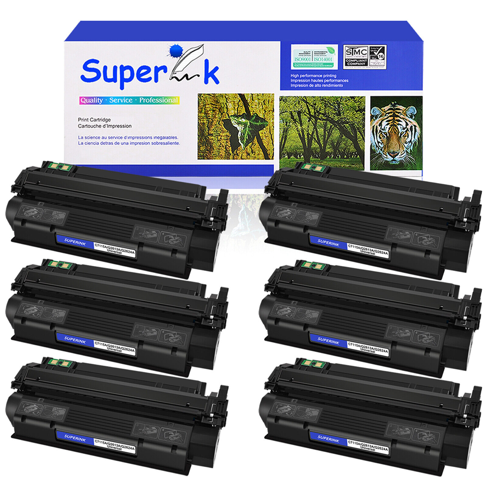 6PK High Yield Black Q2624A 24A Toner Cartridge For HP LaserJet 1150 Printer