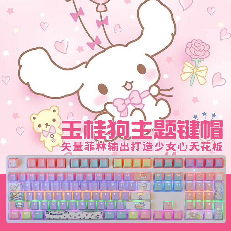 Cinnamoroll PBT Keycap Kawaii Cute Cherry Profile 108 KEYS Sets For Cherry MX