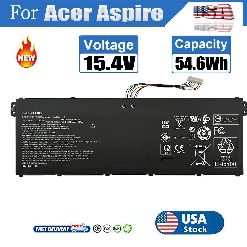 AP19B5L Battery for ACER Aspire 5 A515 Swift 3 SF314 Vero AV15-51 Series 54.6Wh