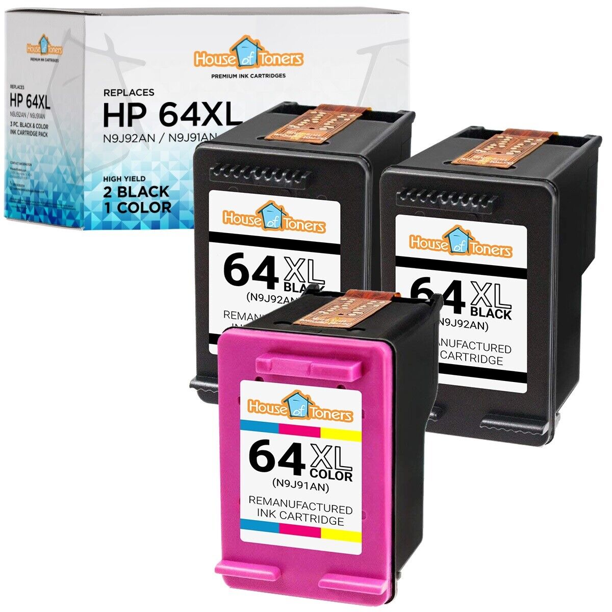 3PK for HP 64XL for ENVY Photo 6263 7585 7130 7120 6252 6220 6222