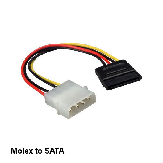 KNTK 6 inch Molex LP4 to SATA Cable for PC Internal HDD Motherboard Power Cord