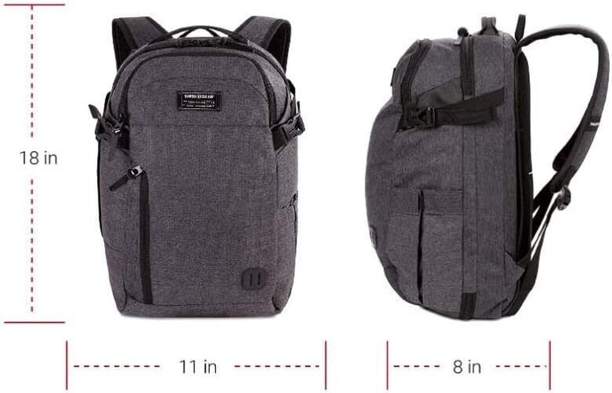Swissgear 18-Inch Hybrid Travel Laptop Backpack, Heather Grey, Durable & Stylish