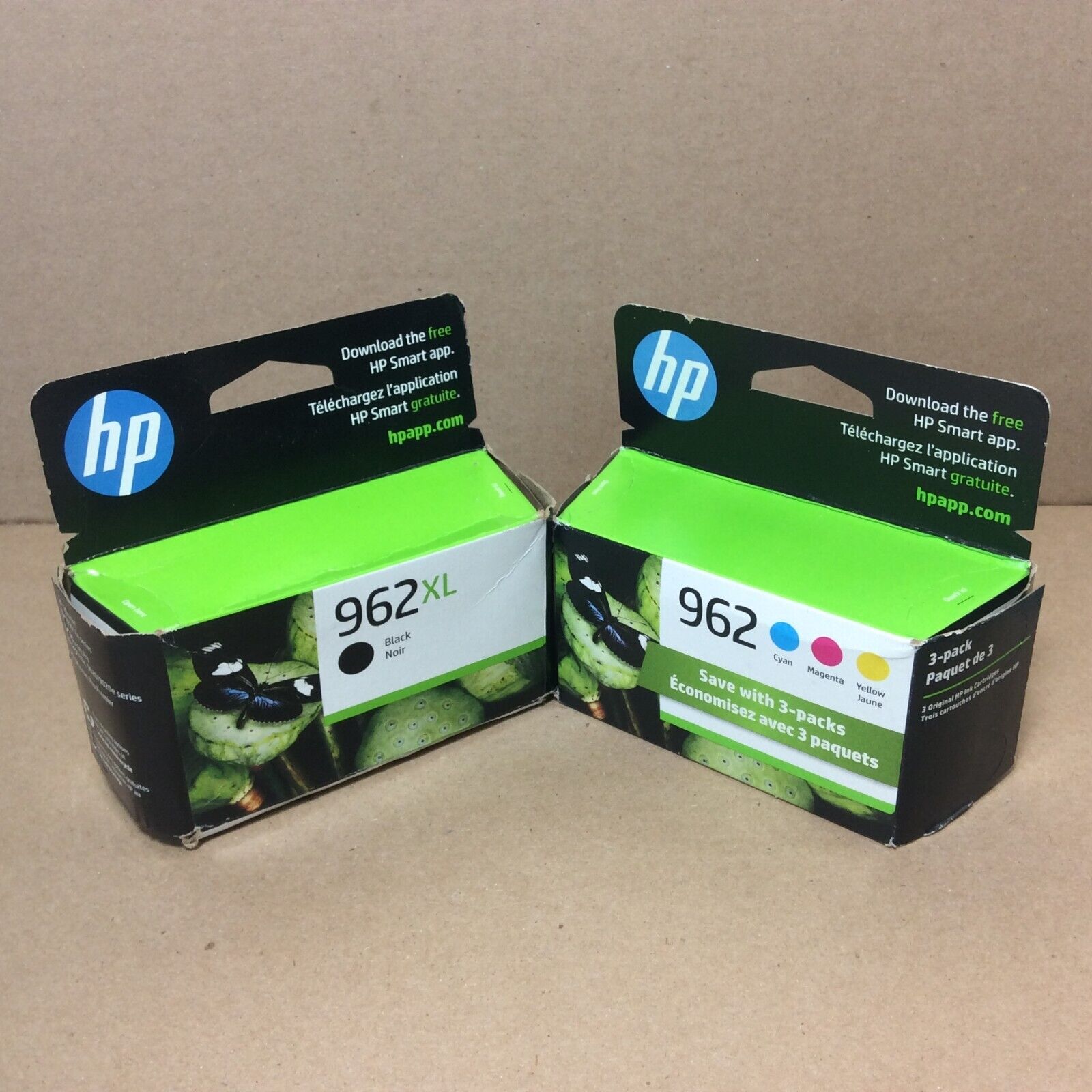 HP 962XL High Yield Black 962 Cyan/Magenta/Yellow Ink Cartridges Exp 2025 - NEW