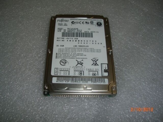 FUJITSU MHT2030AR CA06297-B413 30GB IDE 9.5MM INTERNAL LAPTOP DRIVE