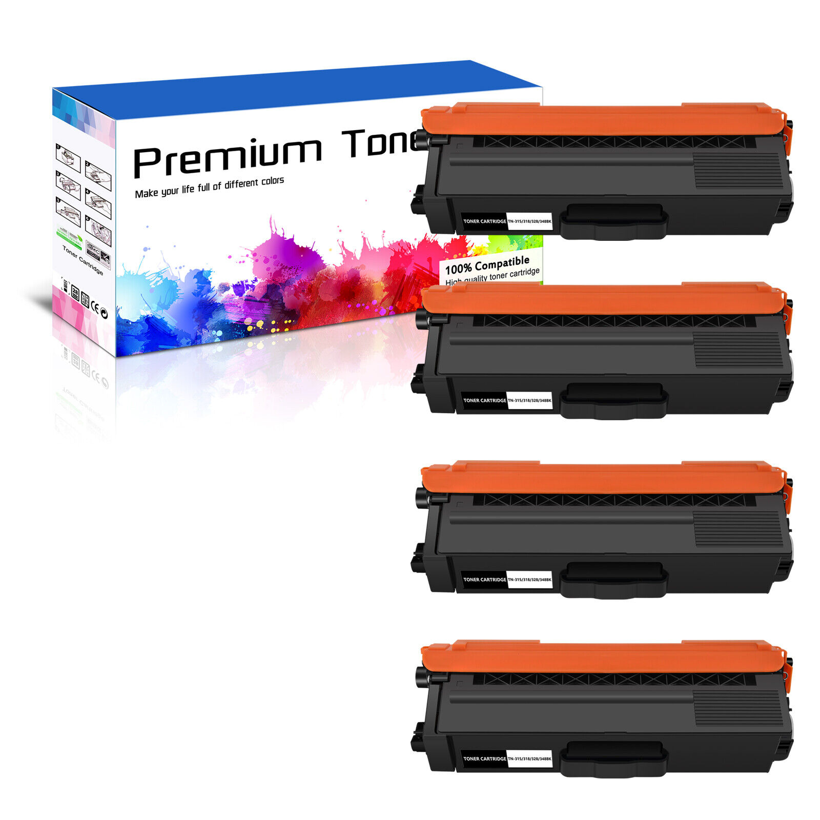 4PK Black TN315BK Toner Cartridge Compatible for Brother DCP-9055CDN DCP-9270CDN