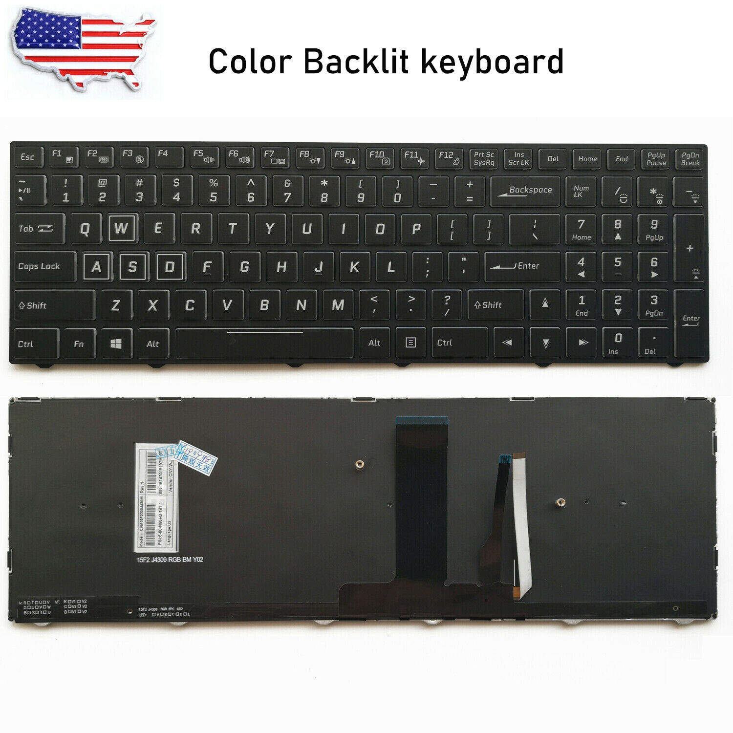 New Color Backlit keyboard For Clevo N855HJ1 N857HJ1 N870HJ1 N850HP6 N870HP6 US