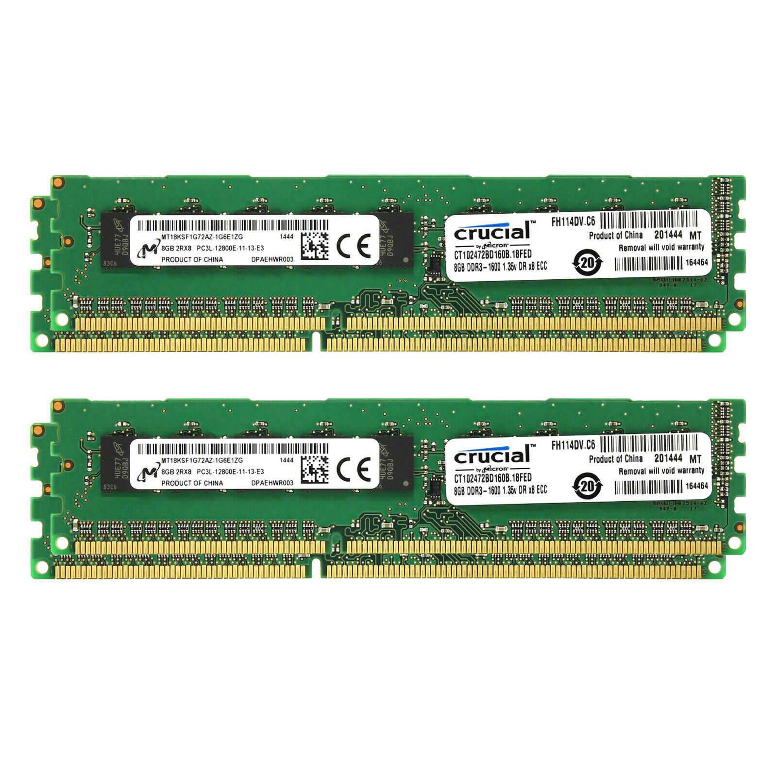 32GB(4 x 8GB)KIT Crucial DDR3L 1600MHz ECC UDIMM 2Rx8 1.35V Server Memory RAM