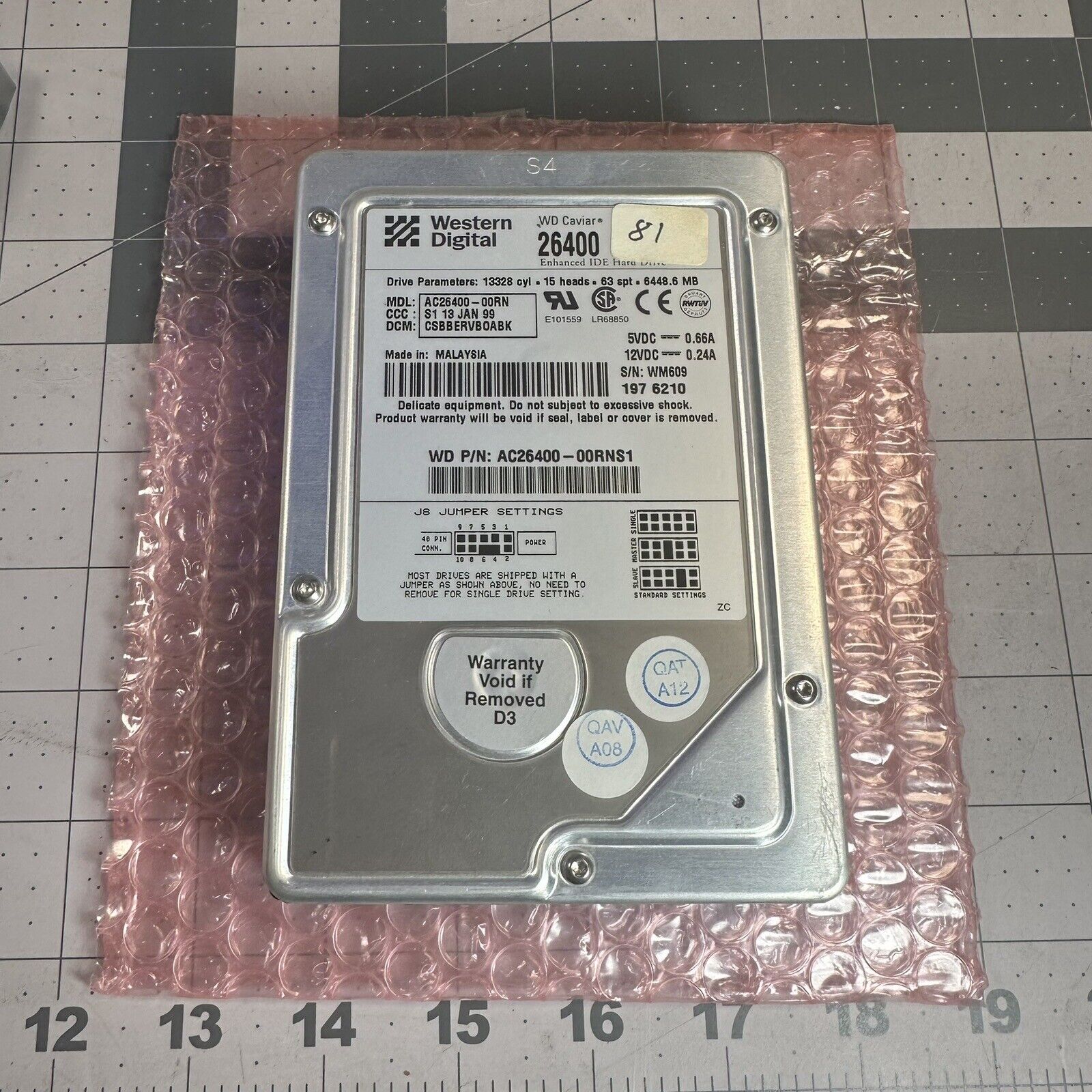 Western Digital WD 26400 6.4 GB E IDE 3.5'' AC26400-00RN Hard Drive HHD Tested