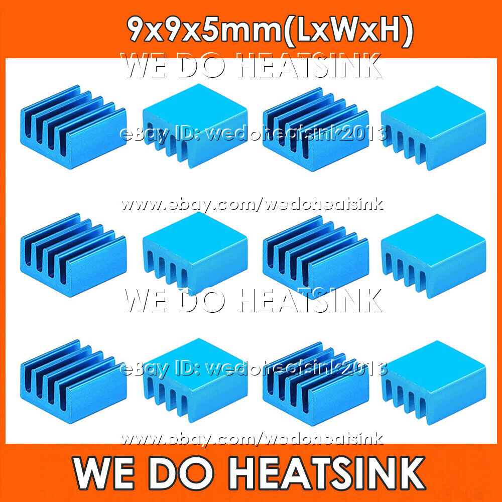 9x9x5mm Blue Thermal Self Adhesive Aluminum Heatsink Electronics Cooler