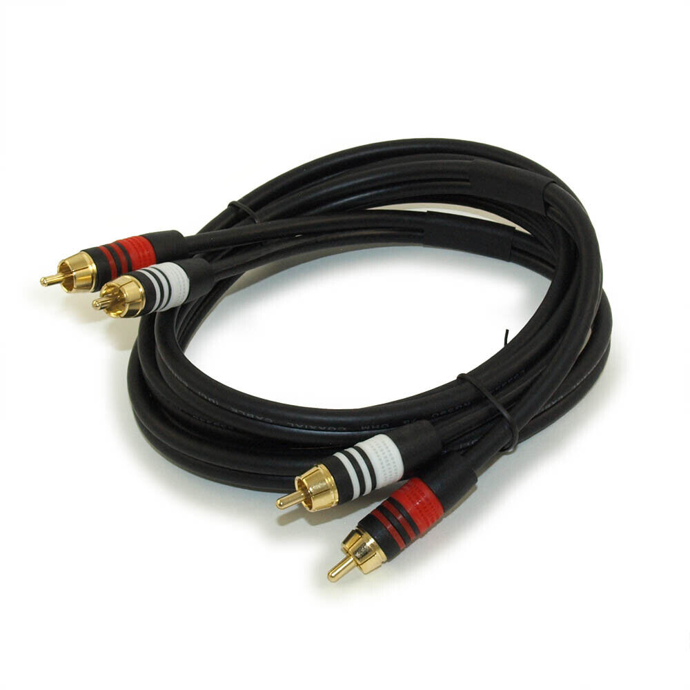 6ft 2 Wire RCA Premium Component Audio Cables  24K Gold Plated  Black