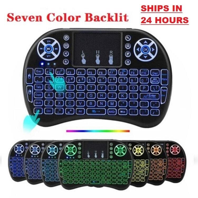 2.4gHz_Backlit Mini Wireless Handheld Keyboard Mouse Touchpad Black - 7 COLOR