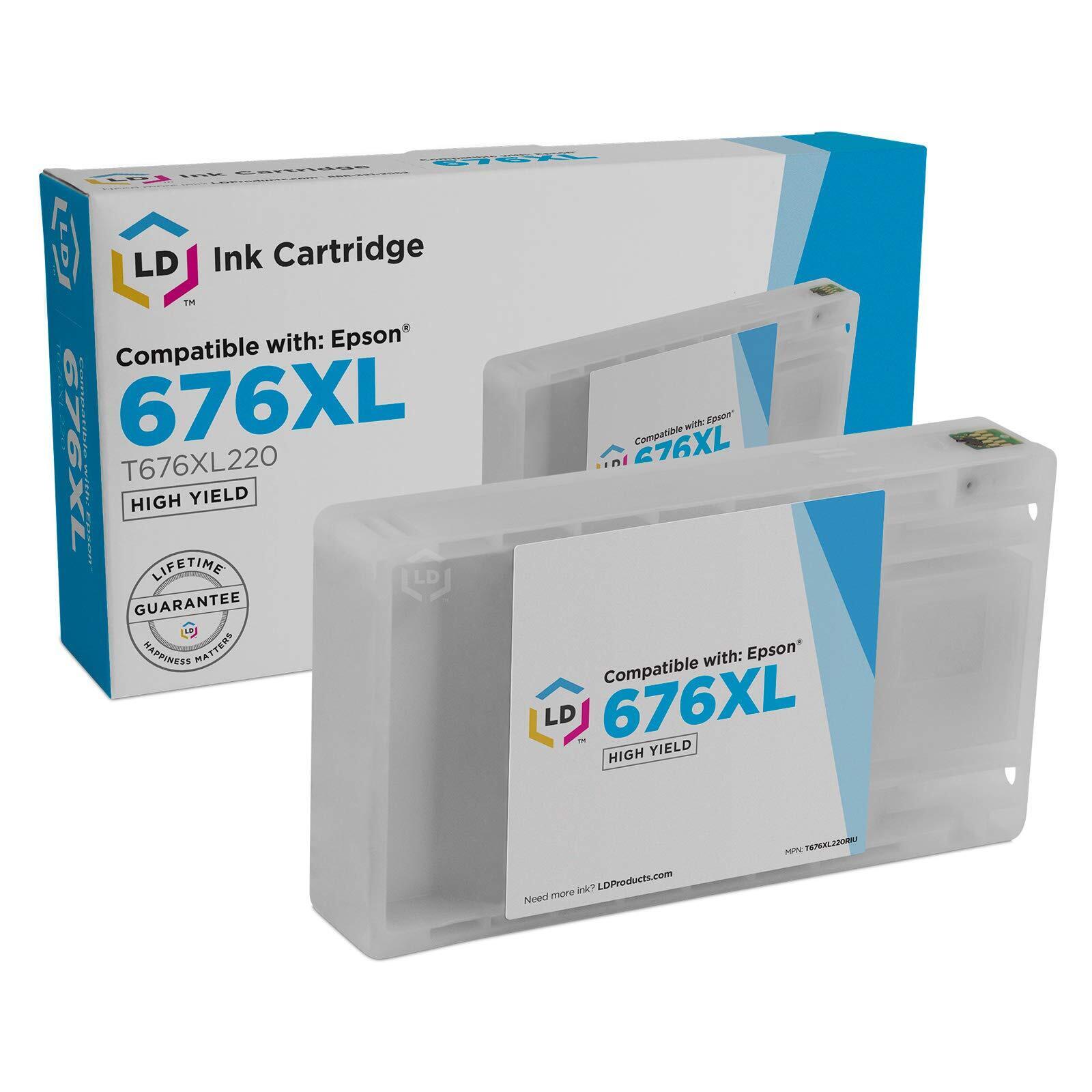 LD Ink Replacement for Epson 676XL T676XL220 HY Cyan WorkForce WP-4020 WP-4530