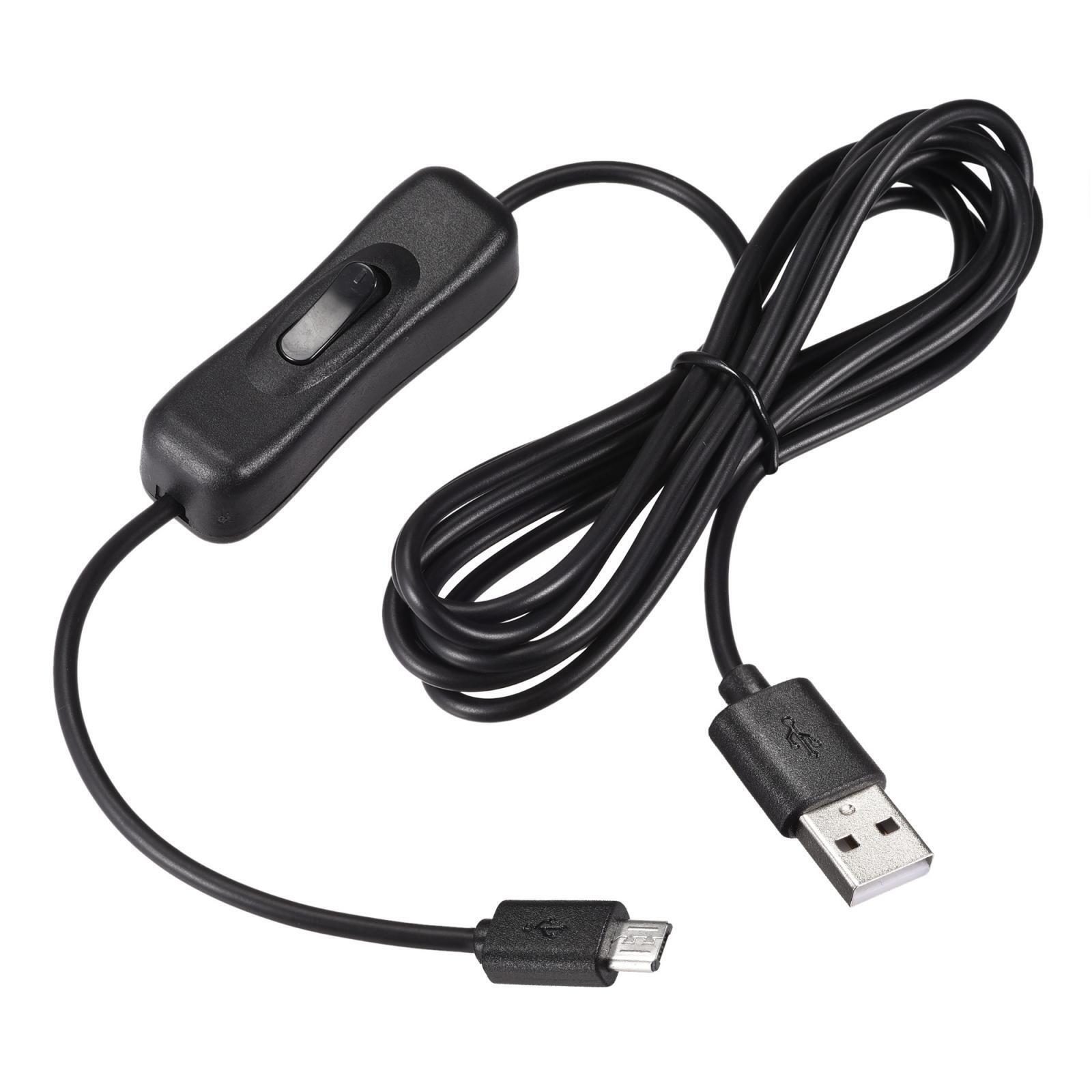 USB Cable with ON/Off Switch USB Male to Micro USB Male Extension Cord 2M Black