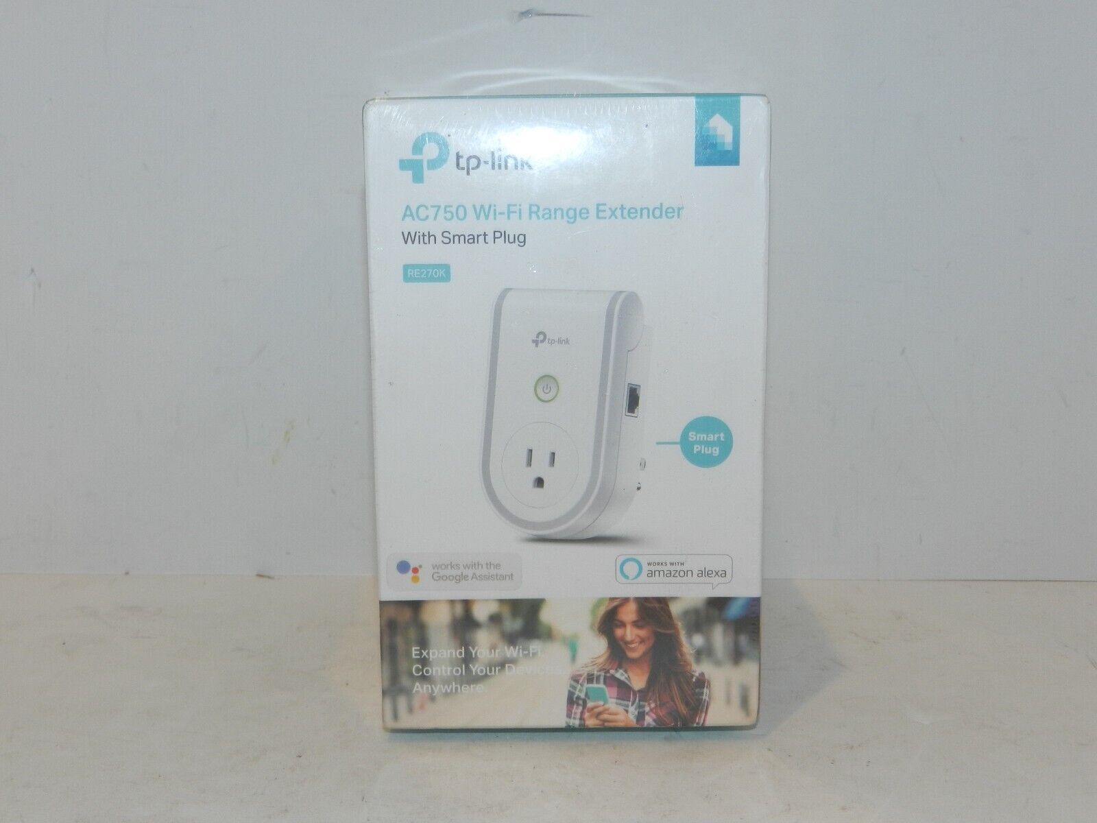 TP-LINK AC750 Wifi Range Extender with Smart Plug - White RE270K NEW SEALED NIB