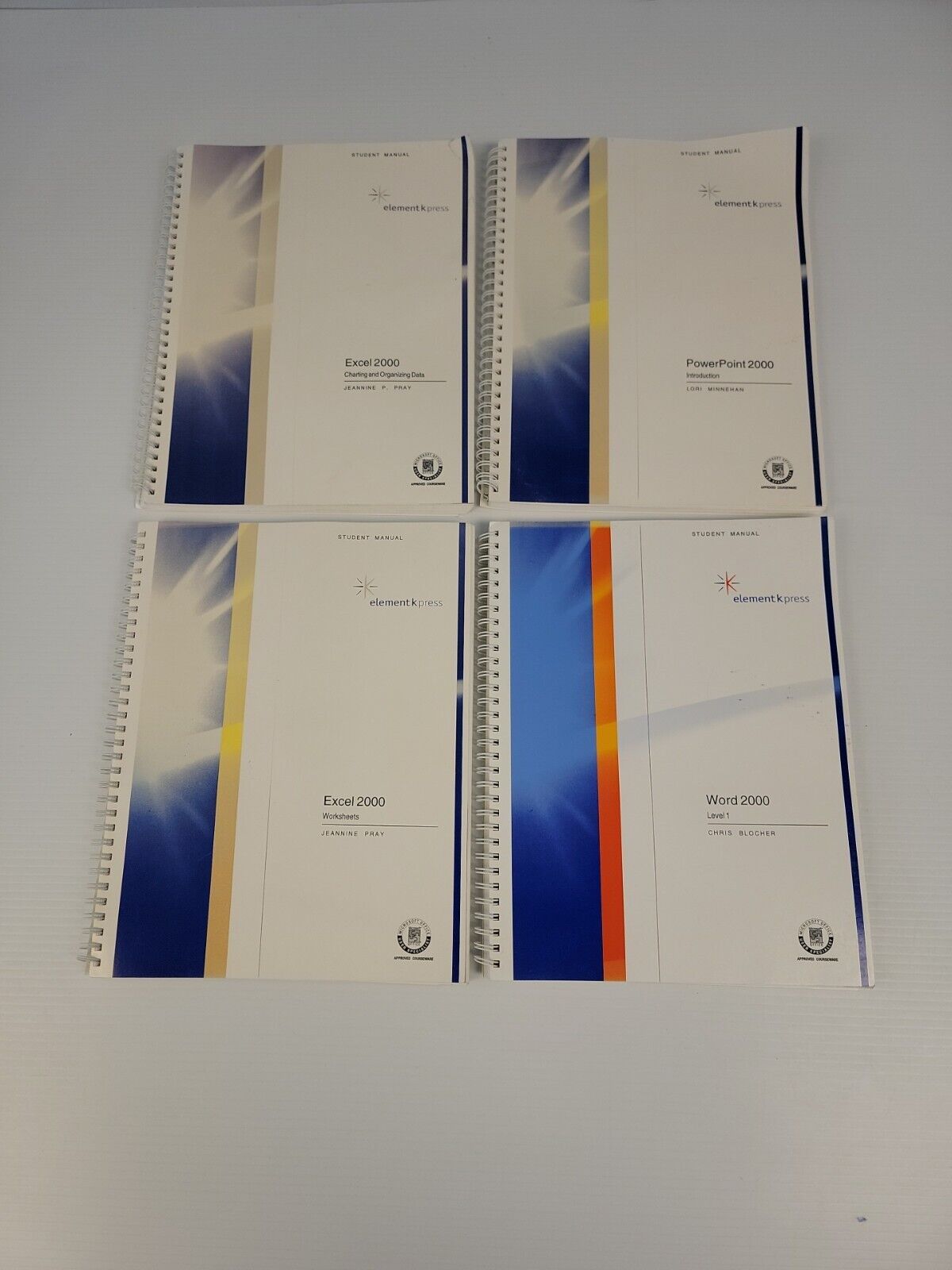 Microsoft Excel Powerpoint Word 2000 Student Manual – Lot of 4 Spiral Bound VTG