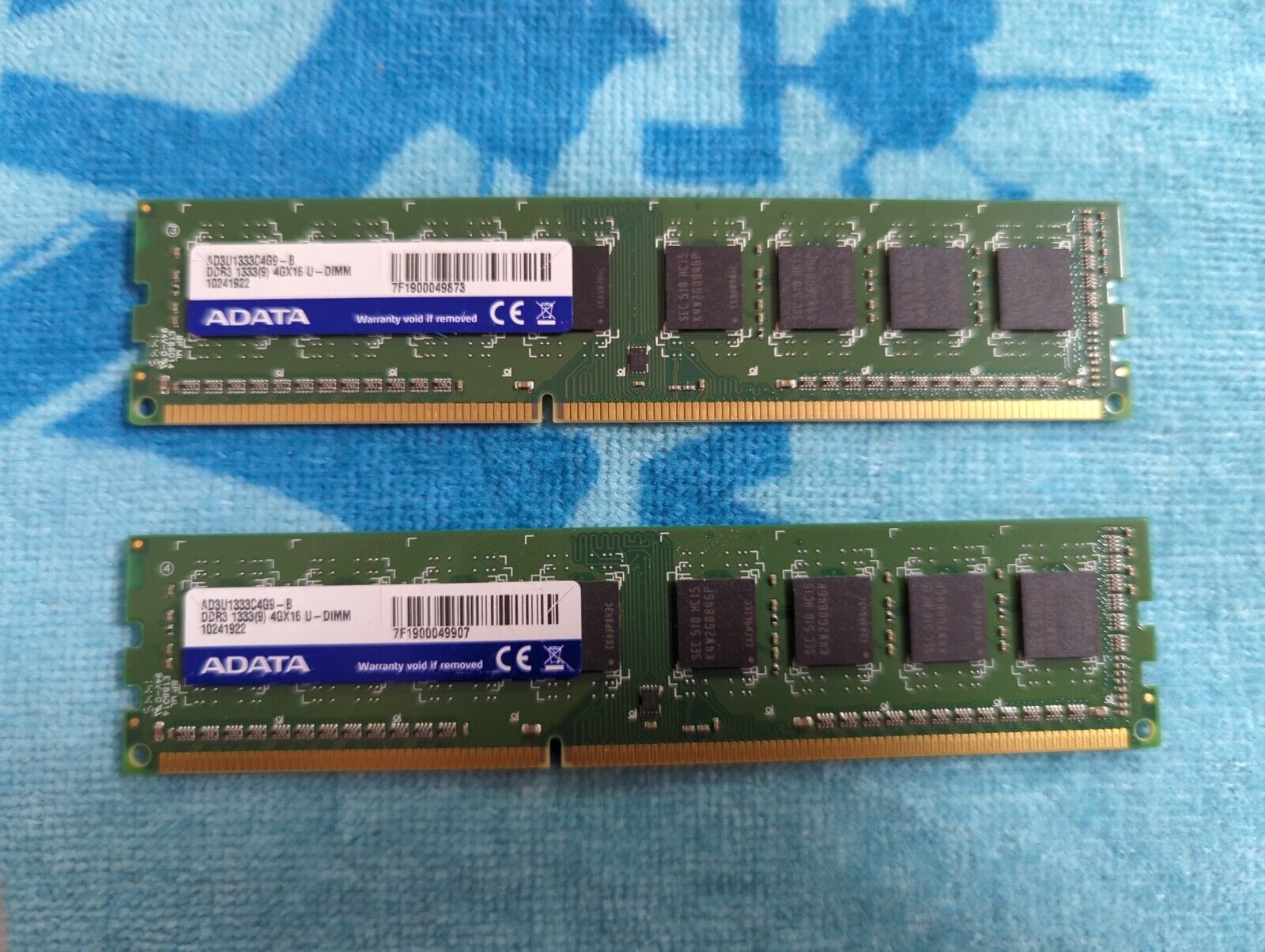 ADATA DDR3 4GX16 U-DIMM RAM (PAIR)