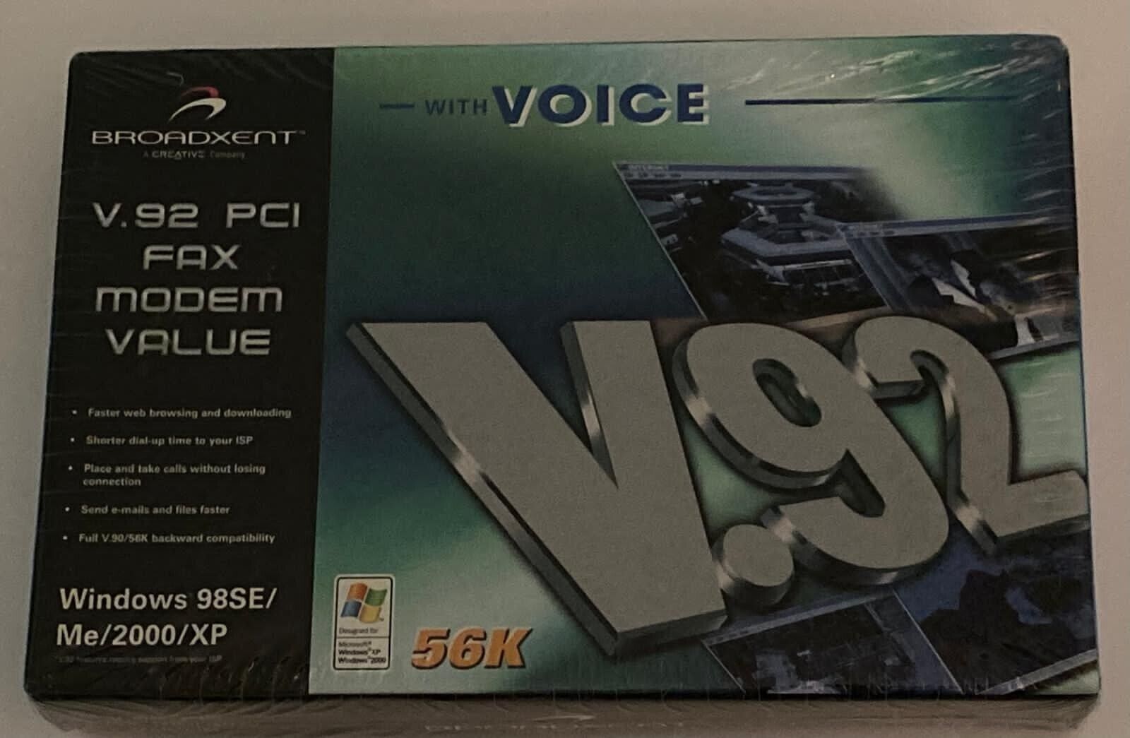 New Broadxent V.92 PCI Fax Modem Value With Voice 56K Windows 98SE ME 2000 XP