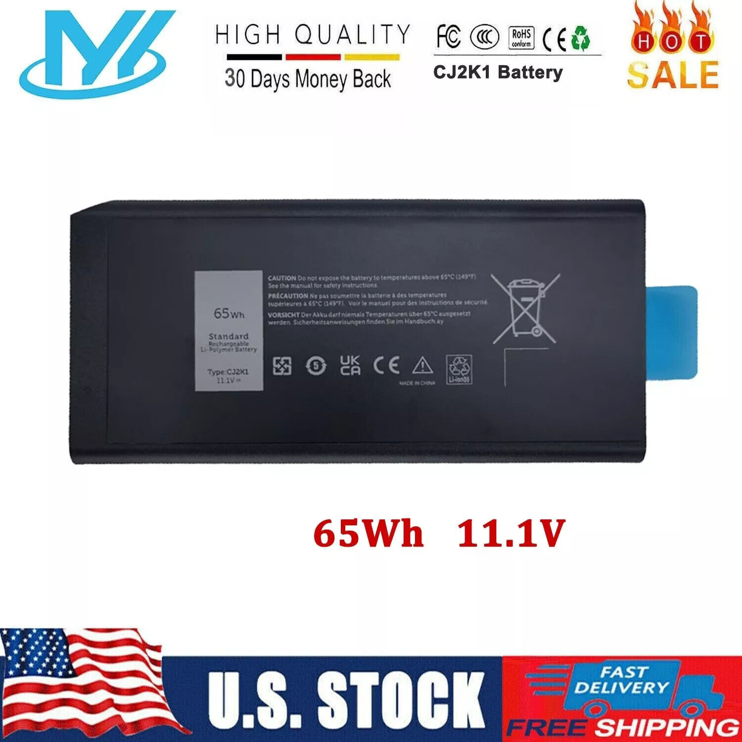 ✅Lot 10 CJ2K1 Battery for Dell Latitude 5404 7404 5414 7414 Rugged Extreme 4XKN5