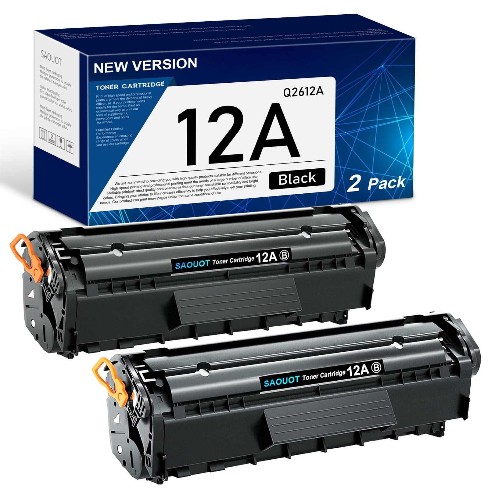 12A Toner Cartridge Replacement for HP 12A 1010 1020 3015, 2 Black | Q2612D