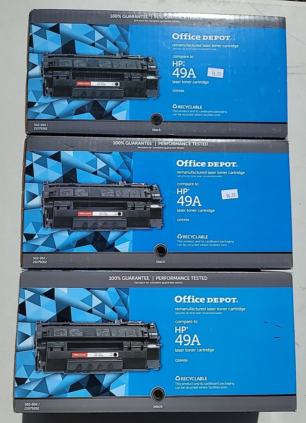 Office Depot Compare to HP 49A 3-Pack Black Toner Cartridge LaserJet Printer