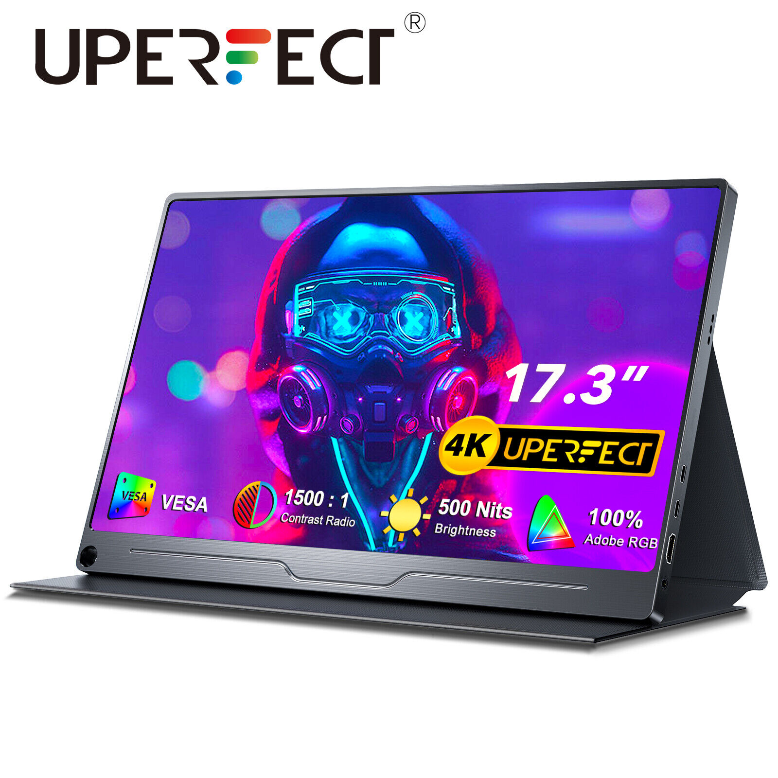 UPERFECT Portable Monitor 4K 17.3'' UHD FreeSync 100% Adobe RGB 400 Nits HDR IPS
