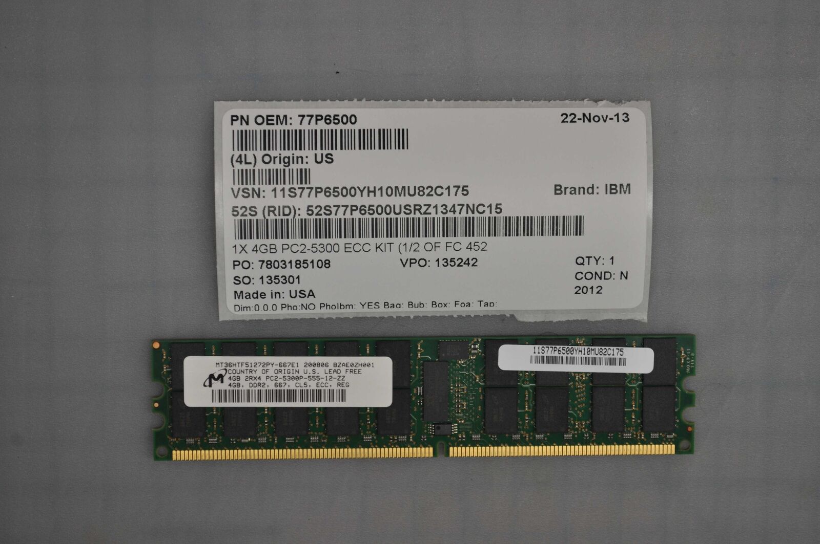 IBM 4523 Memory 8192MB (2x 4096MB) 667MHz 77P6500