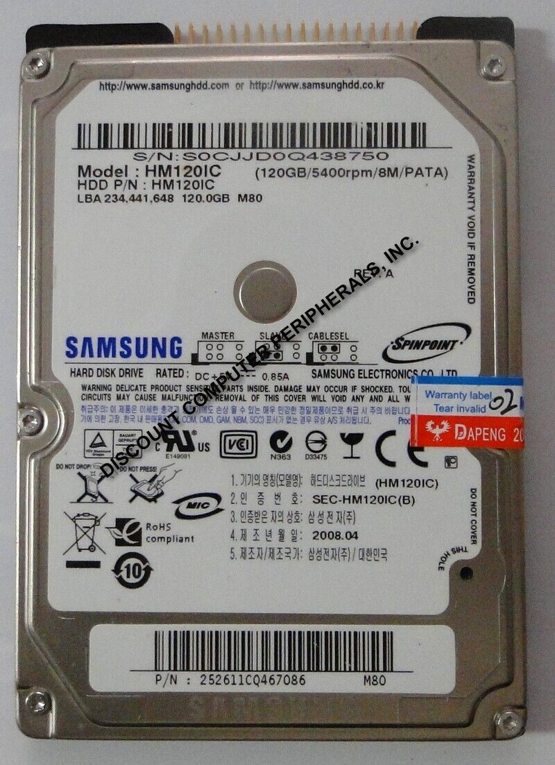 NEW Samsung HM120IC 120GB 2.5 inch 9.5MM IDE 44PIN Hard Drive NOS USA Seller